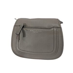 Marc Jacobs Empire City Pebbled Leather Shimmer Crossbody Bag Taupe Silver